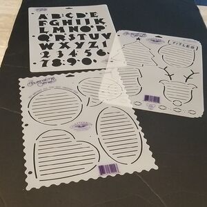 Journaling Stencils - White Script & Shape Template Set